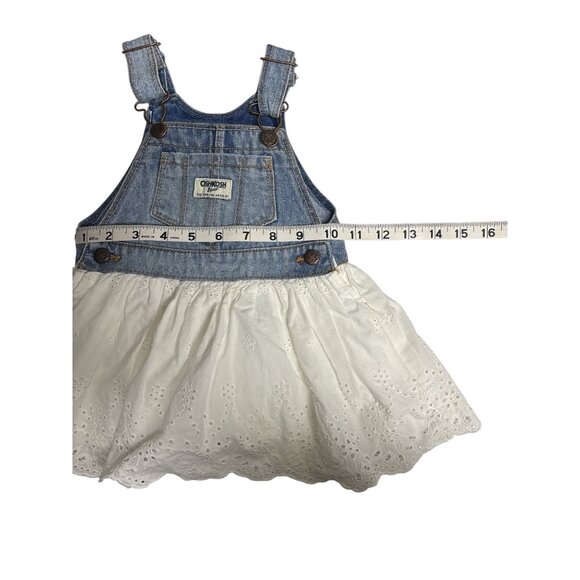 Oshkosh Bgosh Girls Denim Vestbak Dress Lot Of 2 Floral & Eyelet Ruffle Skirts S - Picture 14 of 15